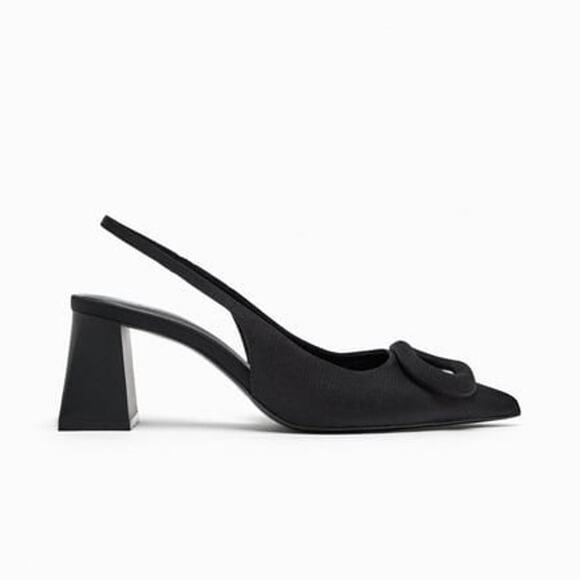 Zara Embellished Slingbacks Pumps Black - 6½ - Picture 1 of 4